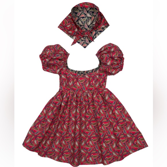 ✨ RARE ✨ REVERSIBLE Strega Nona Paisley Dress WITH POCKETS ! and Bandana - Picture 3 of 7